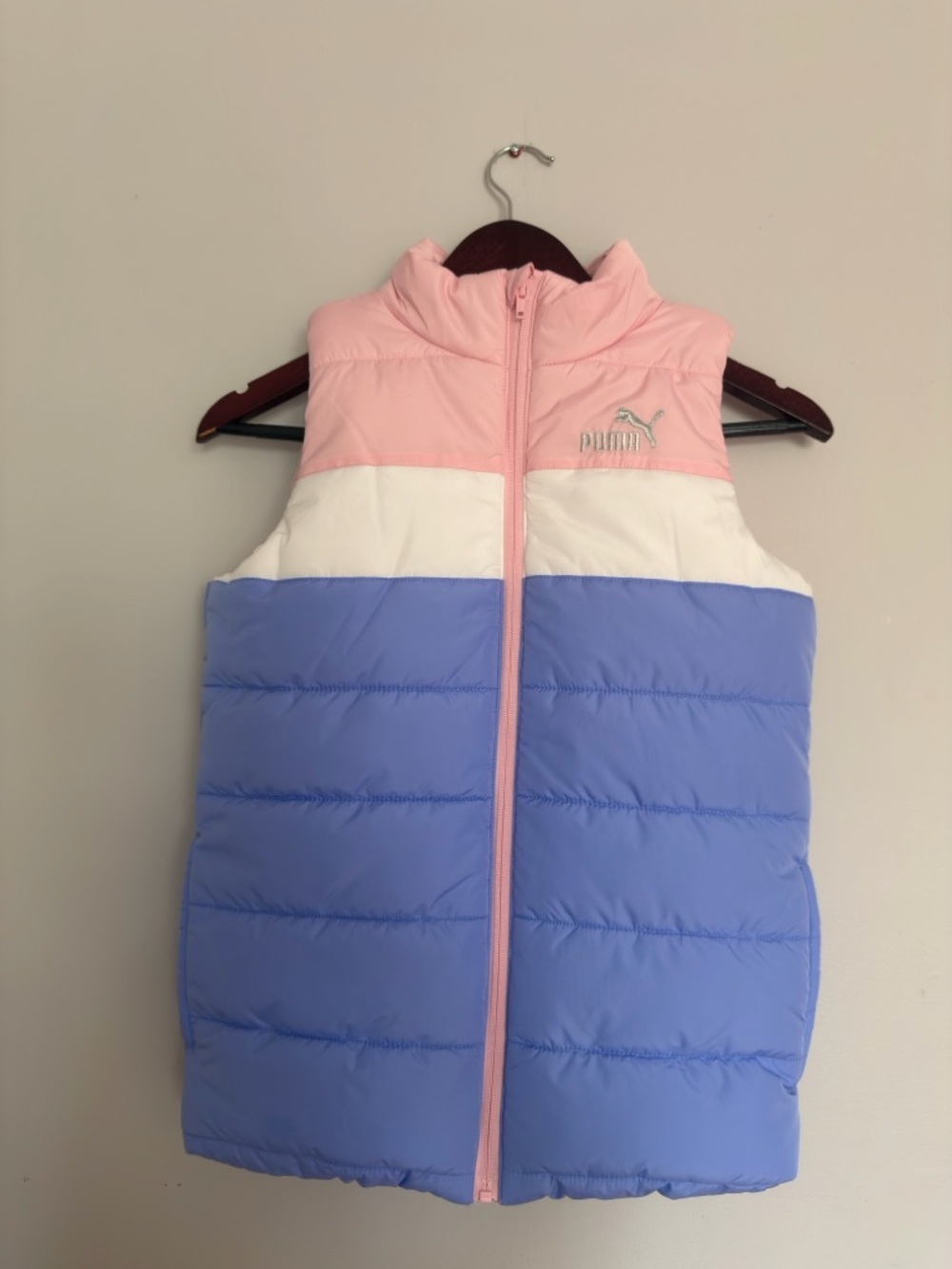 Puma Light Pink Quilted Jacket Vest with White Logo Tag